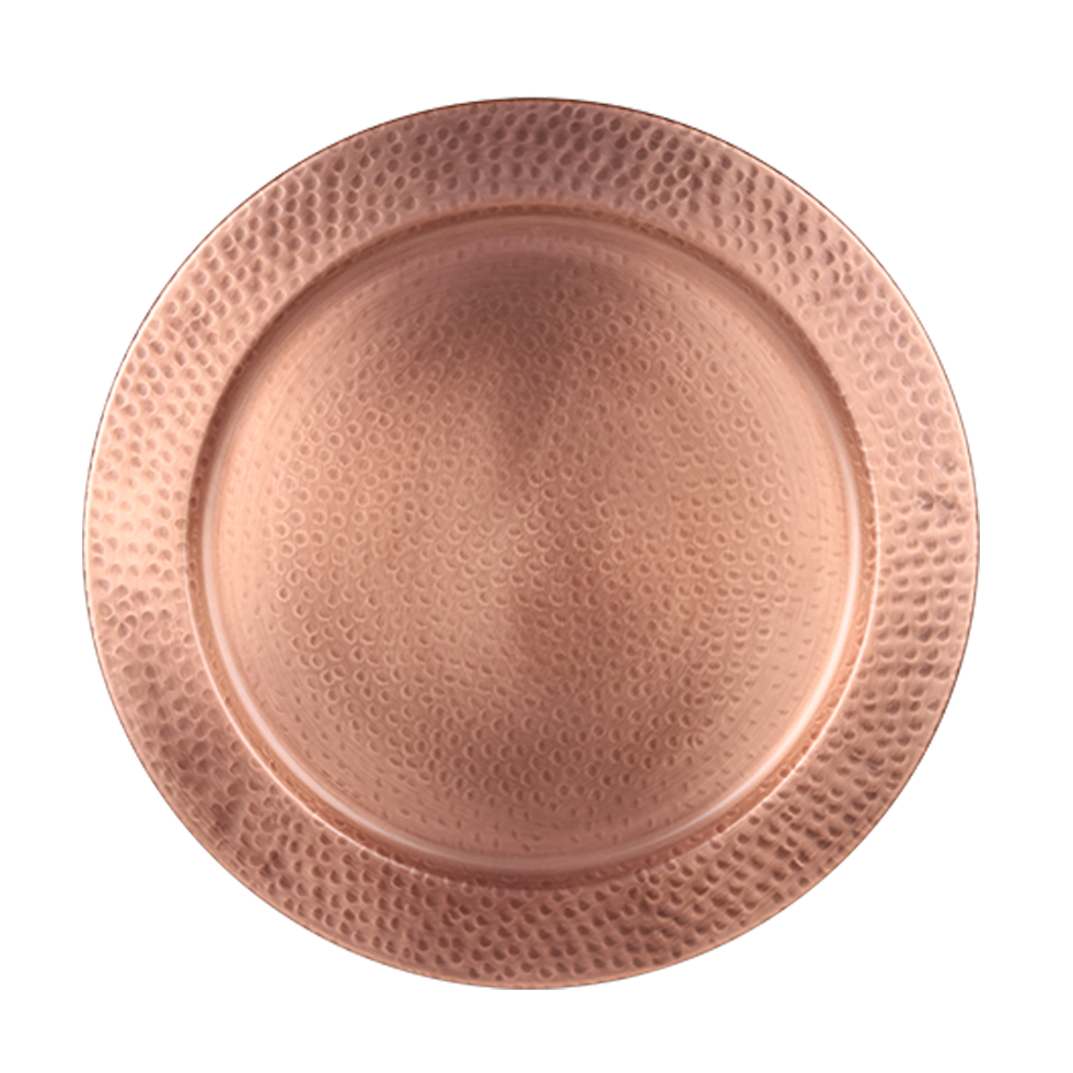 Copper Hammered Charger Plate Rental - A to Z Event Rentals, LLC.